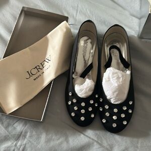 J Crew Collection Zoe strappy ballet flats with jewels BV741